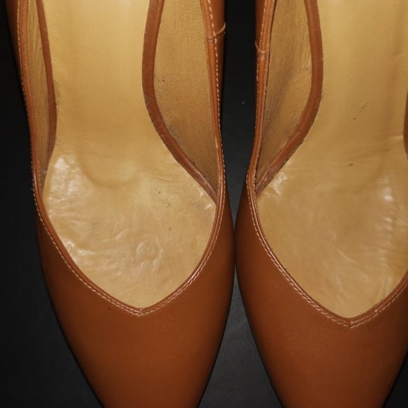 Sezane Tan Leather 'Django' Courts Pumps Heels - Picture 5 of 9
